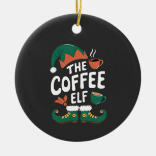 Adorno De Cerámica Duende del café Navidad Divertido Cafeína Amantes 