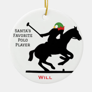 Adorno De Cerámica Duende Personalizado de Santa Jugando Polo 