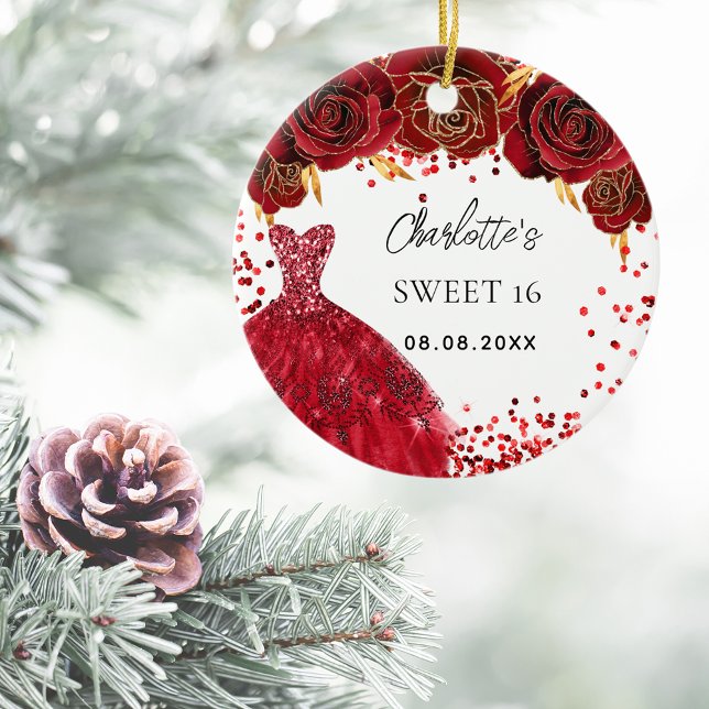 Adorno De Cerámica Dulce 16 flores de vestir rojas blanco (Subido por el creador)