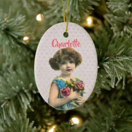 Adorno De Cerámica Dulce Chica Vintage con flores personalizadas