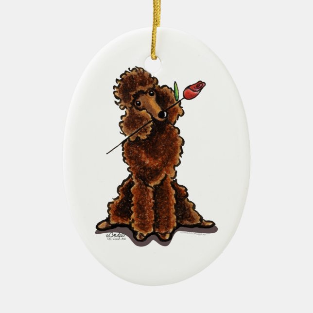 Adorno De Cerámica Dulce chocolate Poodle Valentines (Frente)
