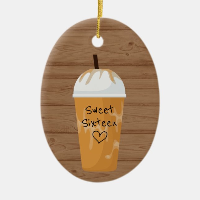 Adorno De Cerámica Dulce de café helado personalizado Dieciséis Navid (Frente)