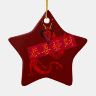 Adorno De Cerámica Dulce Dragón Rojo Chino