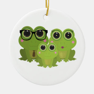 Adorno De Cerámica Dulce familia de ranas