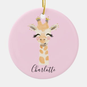 Adorno De Cerámica Dulce Lindo y Femenino Jirafa Bebé Rosa Pastel