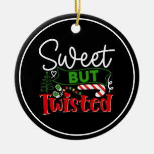 Adorno De Cerámica Dulce Pero Divertido Caramelo De Navidad Torcido
