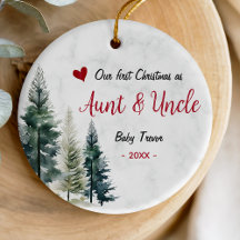 Dulce primera Navidad como Tía y Tío corazón rojo
