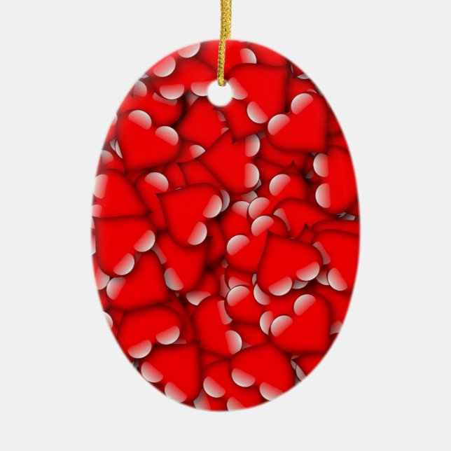 Adorno De Cerámica Dulce Romántico Valentine Love Hearts Red (Frente)