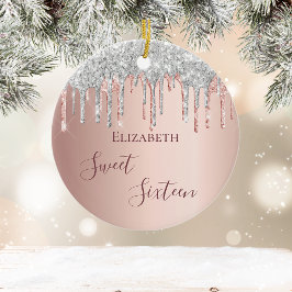 Adorno De Cerámica Dulce rosa de 16 años color rosa