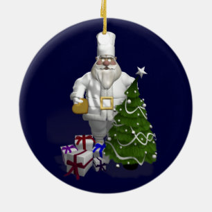 Adorno De Cerámica Dulce Santa Claus Chef