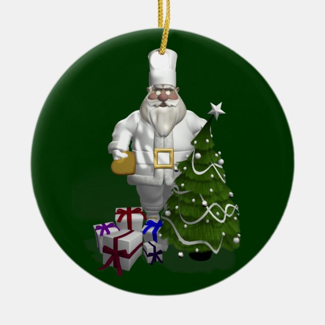 Adorno De Cerámica Dulce Santa Claus Chef (Frente)