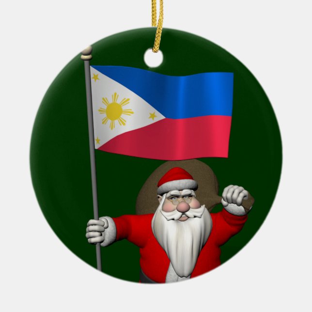 Adorno De Cerámica Dulce Santa Claus Con El Diseño De Filipinas (Frente)