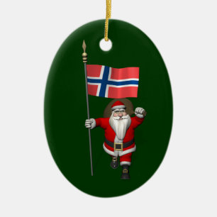 Adorno De Cerámica Dulce Santa Claus Con El Pendor De Noruega