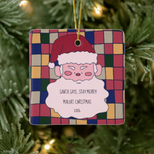 Adorno De Cerámica Dulce Santa Feliz Navidad