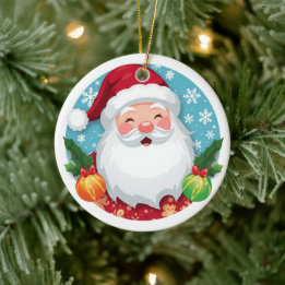 Adorno De Cerámica Dulce Santa riendo Navidad