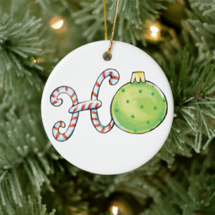 Adorno De Cerámica Dulce texto de Navidad, Ho en cañas de caramelo ad