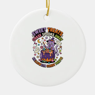 Adorno De Cerámica Dulces de Halloween Caldero Golosinas Espeluznante