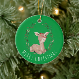 Adorno De Cerámica Dulces Navidades Fawn Wreath