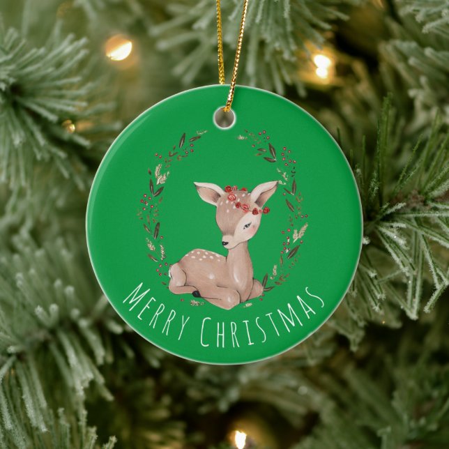 Adorno De Cerámica Dulces Navidades Fawn Wreath (Árbol)