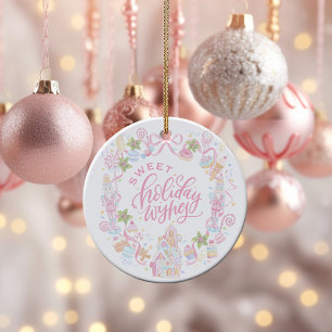 Adorno De Cerámica Dulces Pasteles Dulces Deseos Navideños