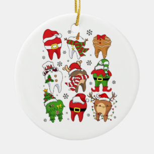 Adorno De Cerámica Dulces Personajes Dentales de Navidad, Divertida F