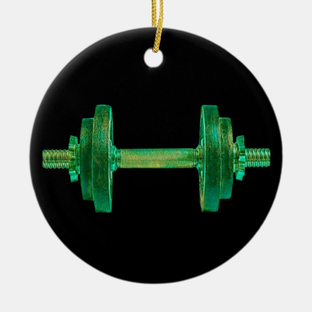 Adorno De Cerámica Dumbbell Retro Bodybuilder Gym Fitness O Entrenado (Frente)