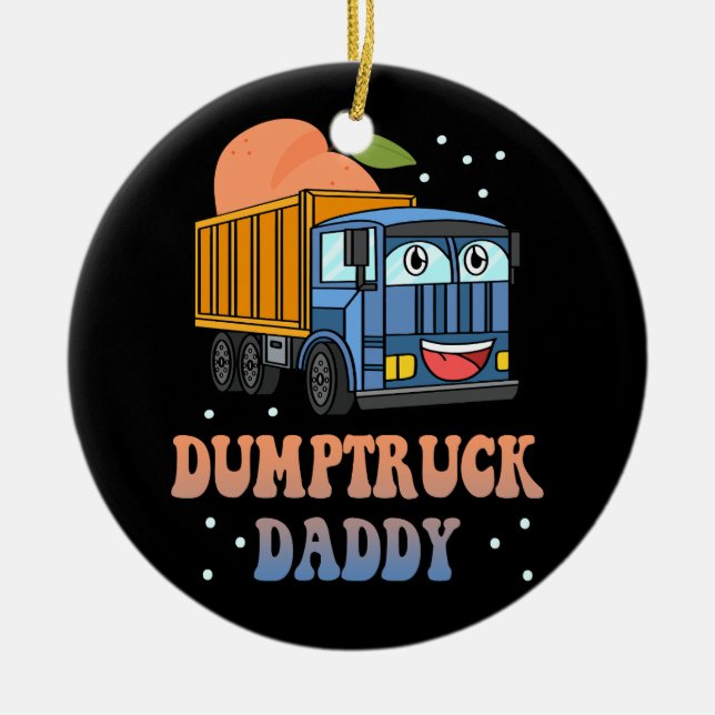 Adorno De Cerámica Dumptruck Daddy Retro Groovy Padre Día Construcció (Frente)