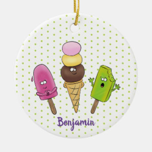 Adorno De Cerámica Dúo de paletas de helado de dibujos animados diver