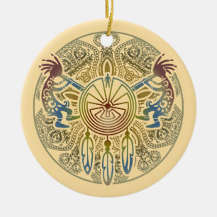 Adorno De Cerámica Dúo Kokopelli - Hombre En El Maze - Dreamcatcher 1