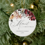 Adorno De Cerámica Dusky Red Poinsettia Floral Merriest Navidades<br><div class="desc">Si necesitas más personalización,  por favor,  no dudes en enviarme un mensaje a yellowfebstudio@gmail.com.</div>