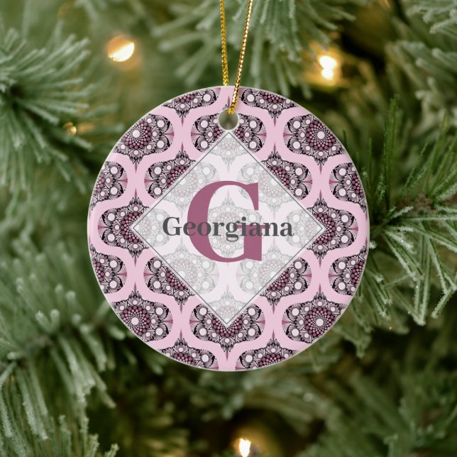 Adorno De Cerámica Dusky Rosa personalizada Cherry Blossom Mandala (Árbol)