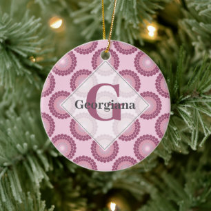 Adorno De Cerámica Dusky Rosa radiante personalizado Polka Dot Mandal
