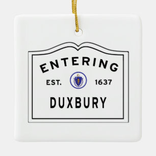 Adorno De Cerámica Duxbury MA Entering Sign Ceramic Ornament