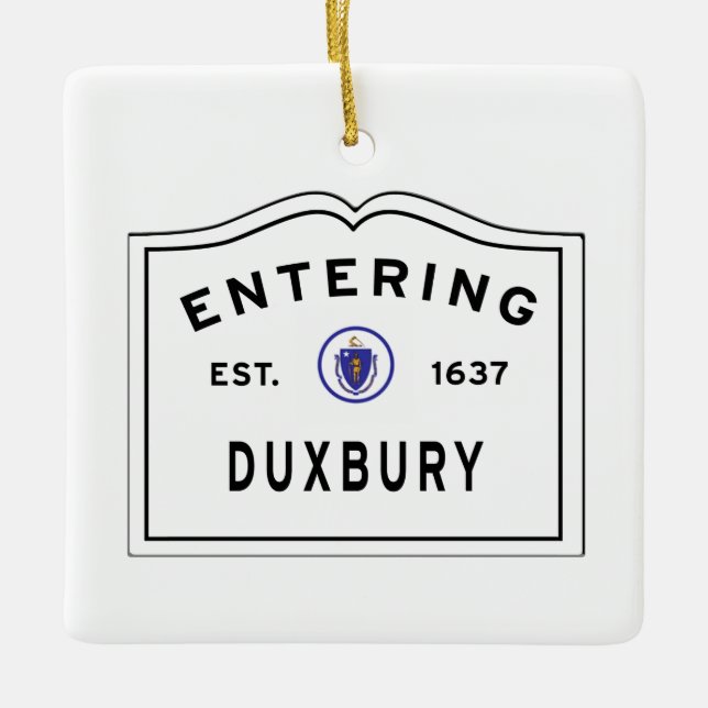 Adorno De Cerámica Duxbury MA Entering Sign Ceramic Ornament (Anverso)