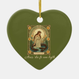 Adorno De Cerámica Dwynwen's Well And Sacred Fish