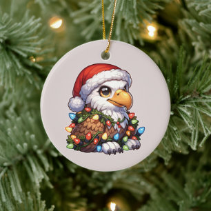Adorno De Cerámica eagle Merry Christmas Winter Animals Cute Aguilas