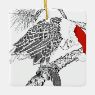 Adorno De Cerámica Eagle Santa Ornament Harriet + Ozzie Feather HOME