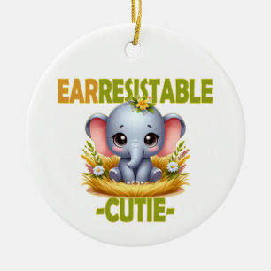 Adorno De Cerámica Earresistible juego de palabras de Cutie. Personal