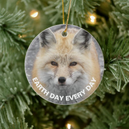 Adorno De Cerámica Earth Day Every Day Red Fox Photo