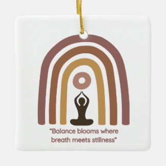 Adorno De Cerámica Earth-Toned Mindfulness Rainbow Yoga Design