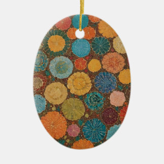 Adorno De Cerámica Earthy Floral Mosaic Pattern Ornament