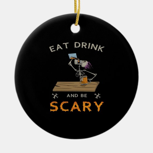 Adorno De Cerámica Eat Drink And Be Scary Aesthetic Graphic (Frente)