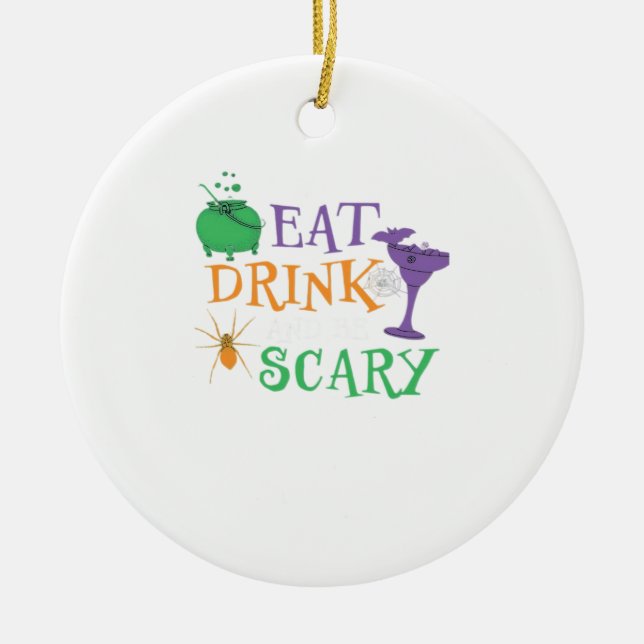 Adorno De Cerámica Eat Drink And Be Scary Halloween (Frente)