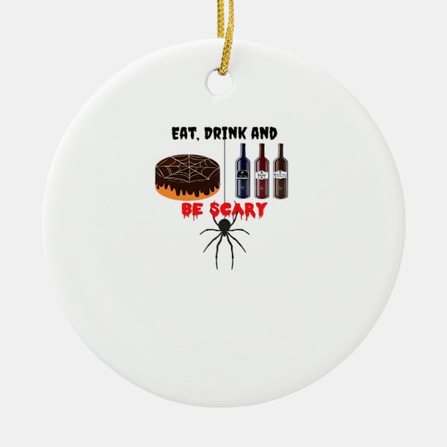 Adorno De Cerámica Eat Drink And Be Scary Retro Classic (Frente)