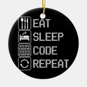 Adorno De Cerámica Eat Sleep Code Repeat Coder Developer Computer