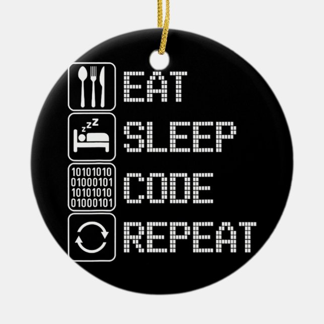 Adorno De Cerámica Eat Sleep Code Repeat Coder Developer Computer (Frente)