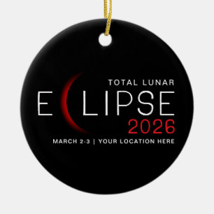 Adorno De Cerámica Eclipse Lunar 2026 Ubicación Personalizada Conmemo