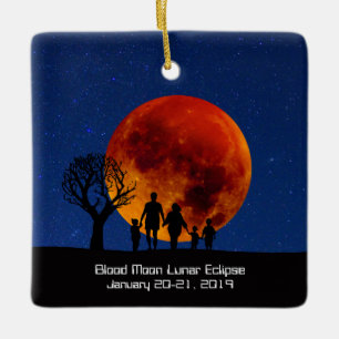 Adorno De Cerámica Eclipse lunar de la luna sanguínea 2019