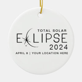 Adorno De Cerámica Eclipse Solar 2024 Ubicación Personalizada Conmemo