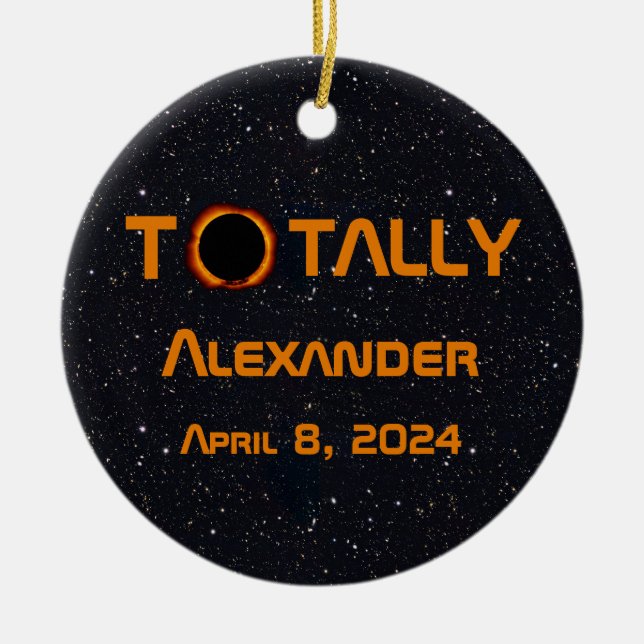 Adorno De Cerámica Eclipse solar de 2024 totalmente personal (Frente)